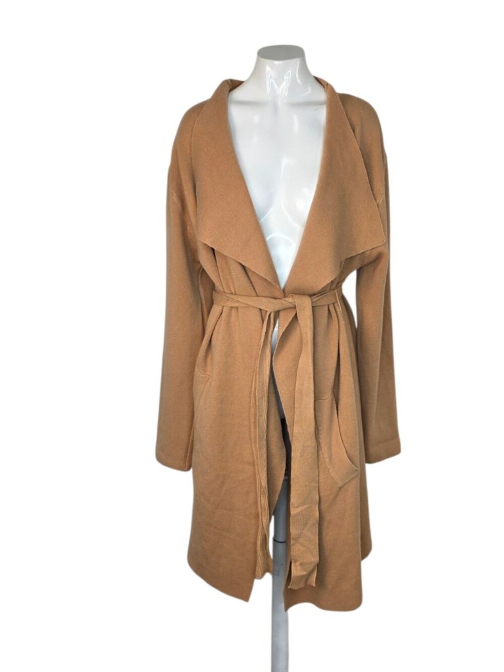 Twelfth Love Longline Open Front Waterfall Cardigan, Tie Waist, Pockets, Size S